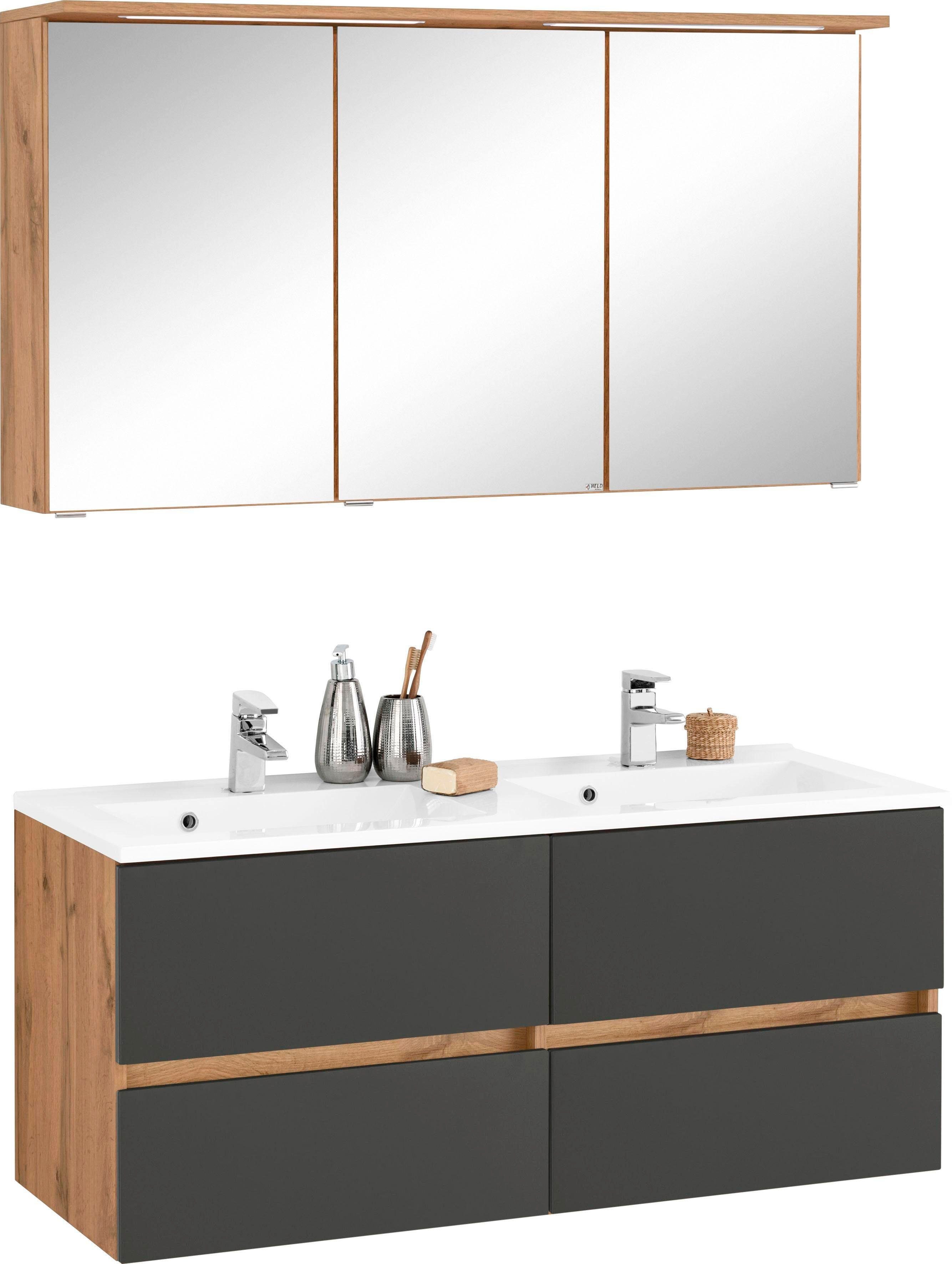 welltime Badmöbel-Set "Lucca", (2 St.), Doppelwaschtisch, Breite 120 cm günstig online kaufen