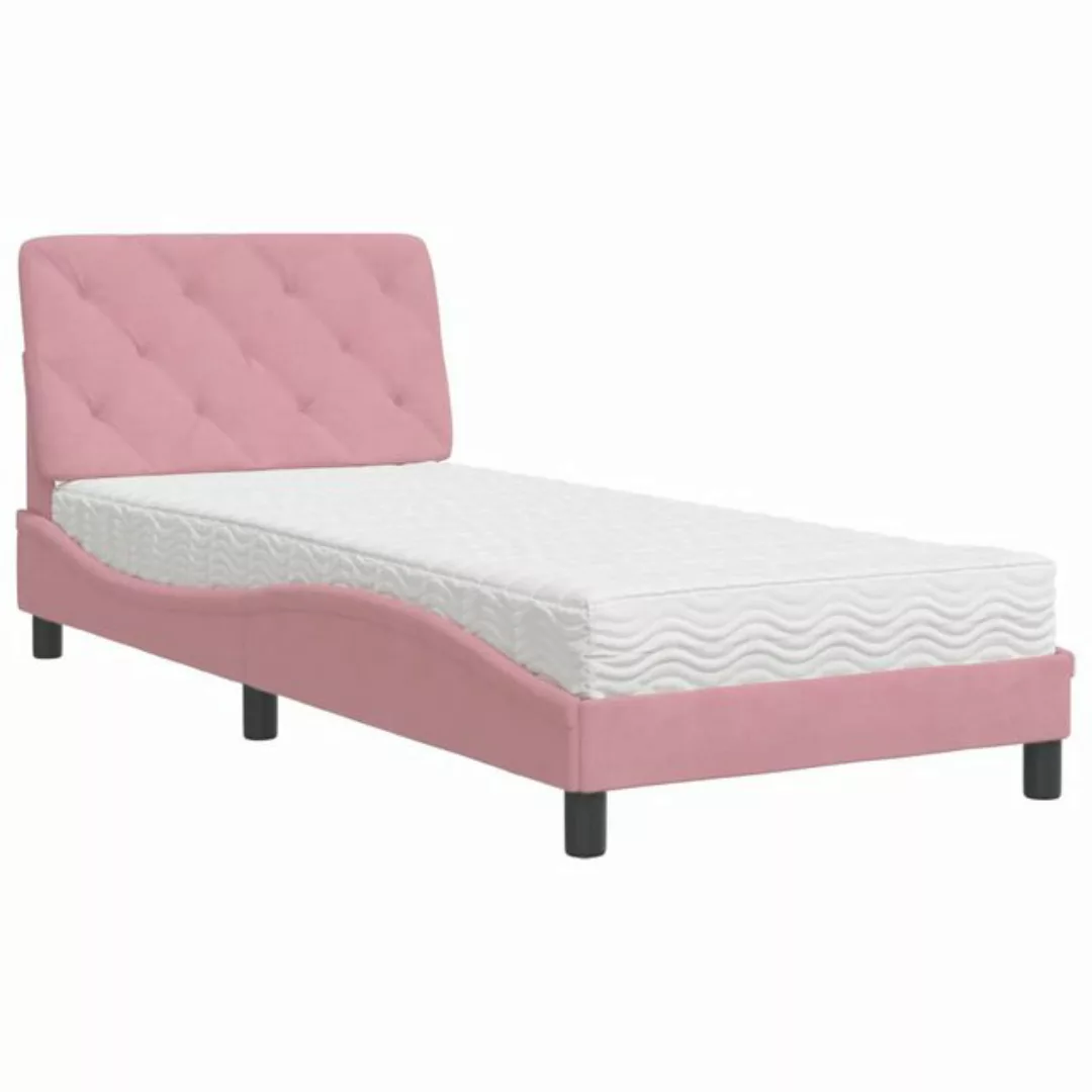 vidaXL Bett Bett mit Matratze Rosa 80x200 cm Samt günstig online kaufen