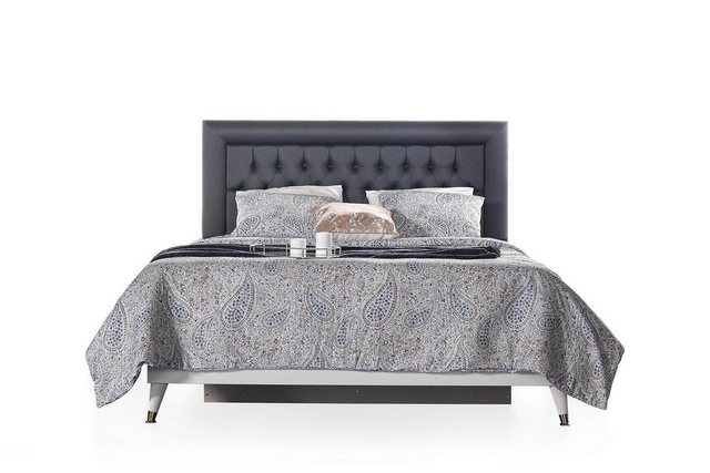 JVmoebel Bett Chesterfield Doppelbett Bett mit Bettkasten Bettrahmen Grau P günstig online kaufen