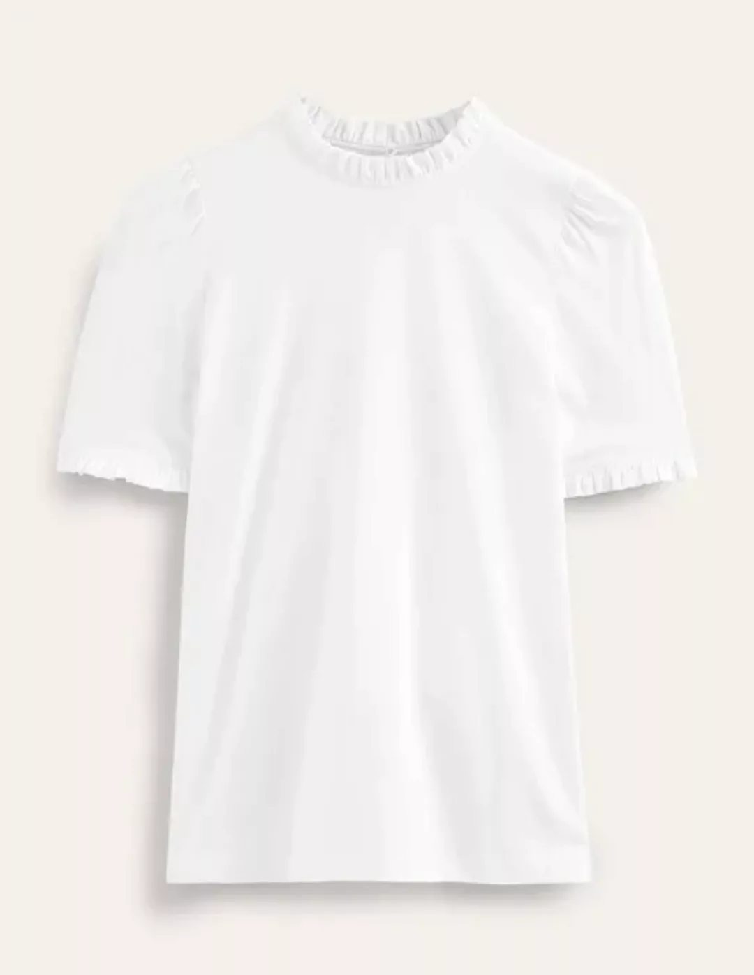 Superweiches T-Shirt mit Rüschendetail Damen Boden, Weiß günstig online kaufen