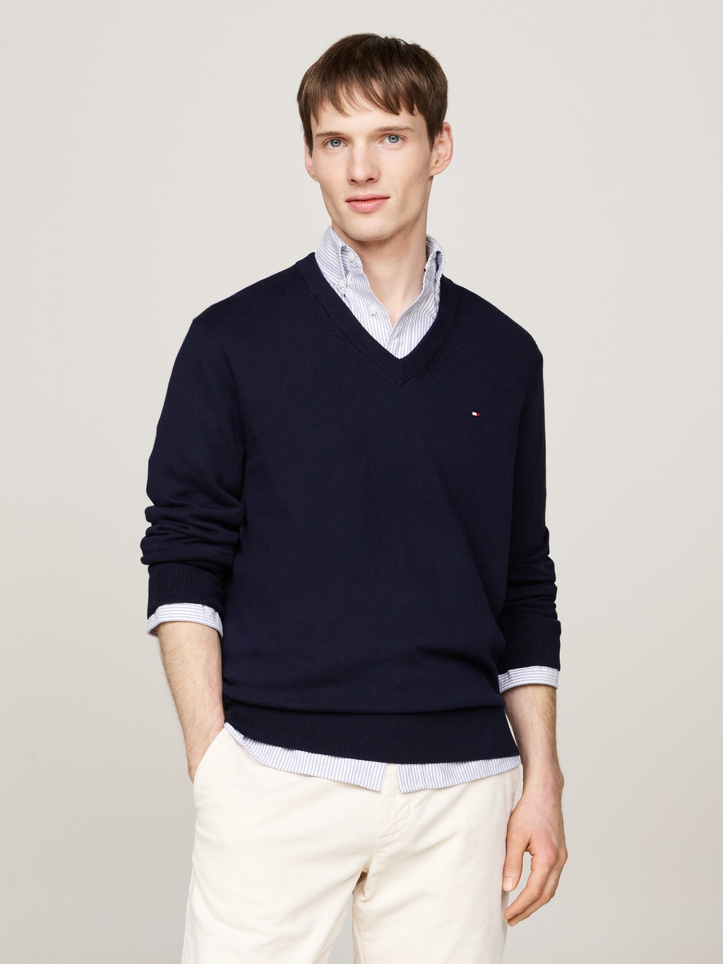 Tommy Hilfiger V-Ausschnitt-Pullover "PIMA ORG CTN CASHMERE V NECK" günstig online kaufen