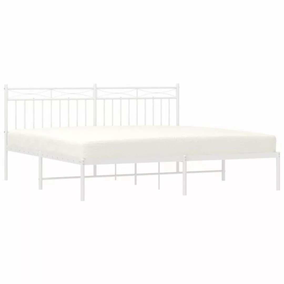 vidaXL Bett Bettgestell mit Kopfteil Metall Weiß 183x213 cm günstig online kaufen