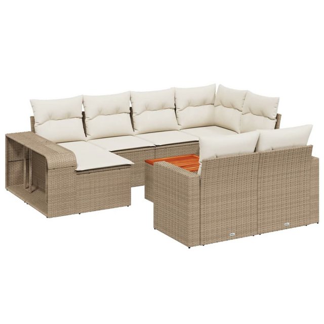 vidaXL Sofaelement 11-tlg. Garten-Sofagarnitur mit Kissen Beige Poly Rattan günstig online kaufen