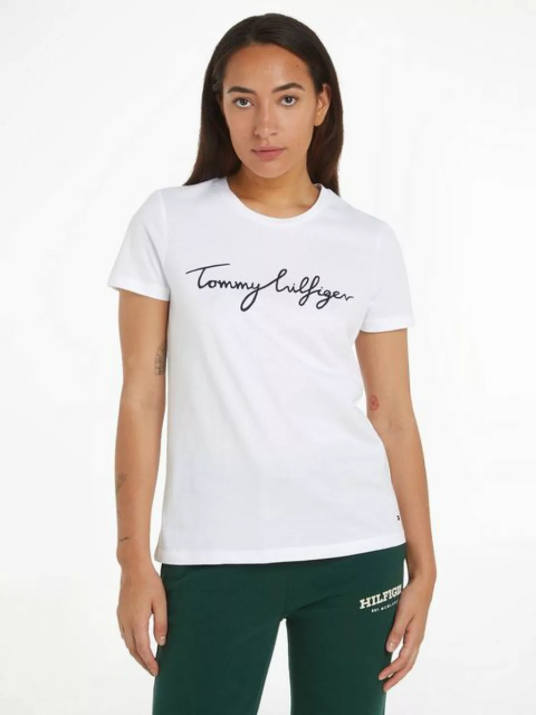 Tommy Hilfiger T-Shirt REG C-NK SIGNATURE TEE SS mit Logoschriftzug günstig online kaufen