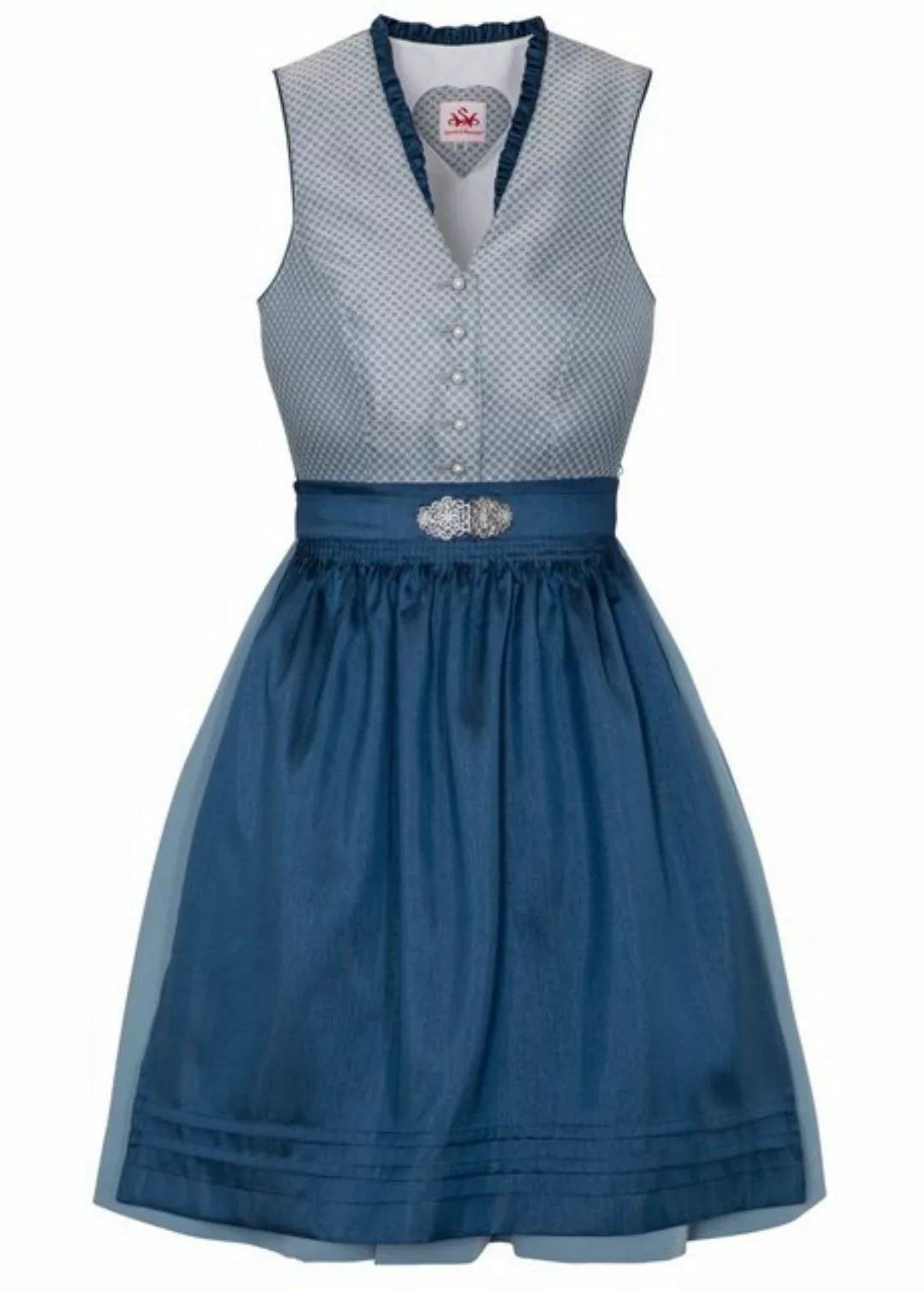 Spieth & Wensky Dirndl Midi Dirndl 2tlg. - ANNABEL - silber/hellblau/marine günstig online kaufen