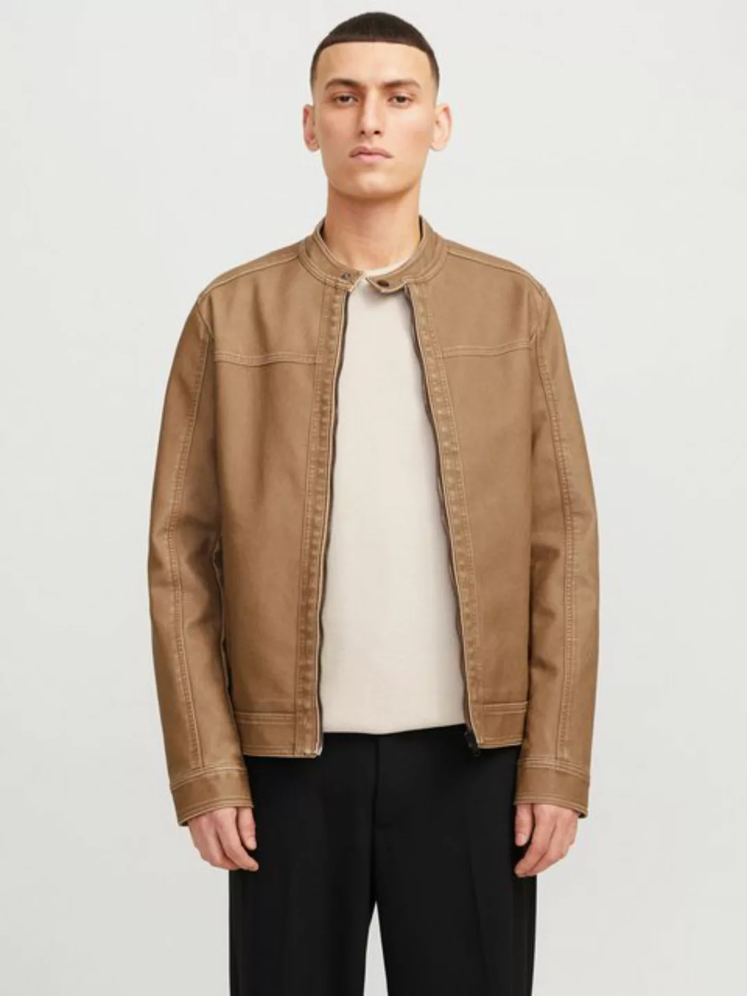 Jack & Jones Lederimitatjacke JJEWARNER WASHED PU JACKET NOOS mit Bandkrage günstig online kaufen