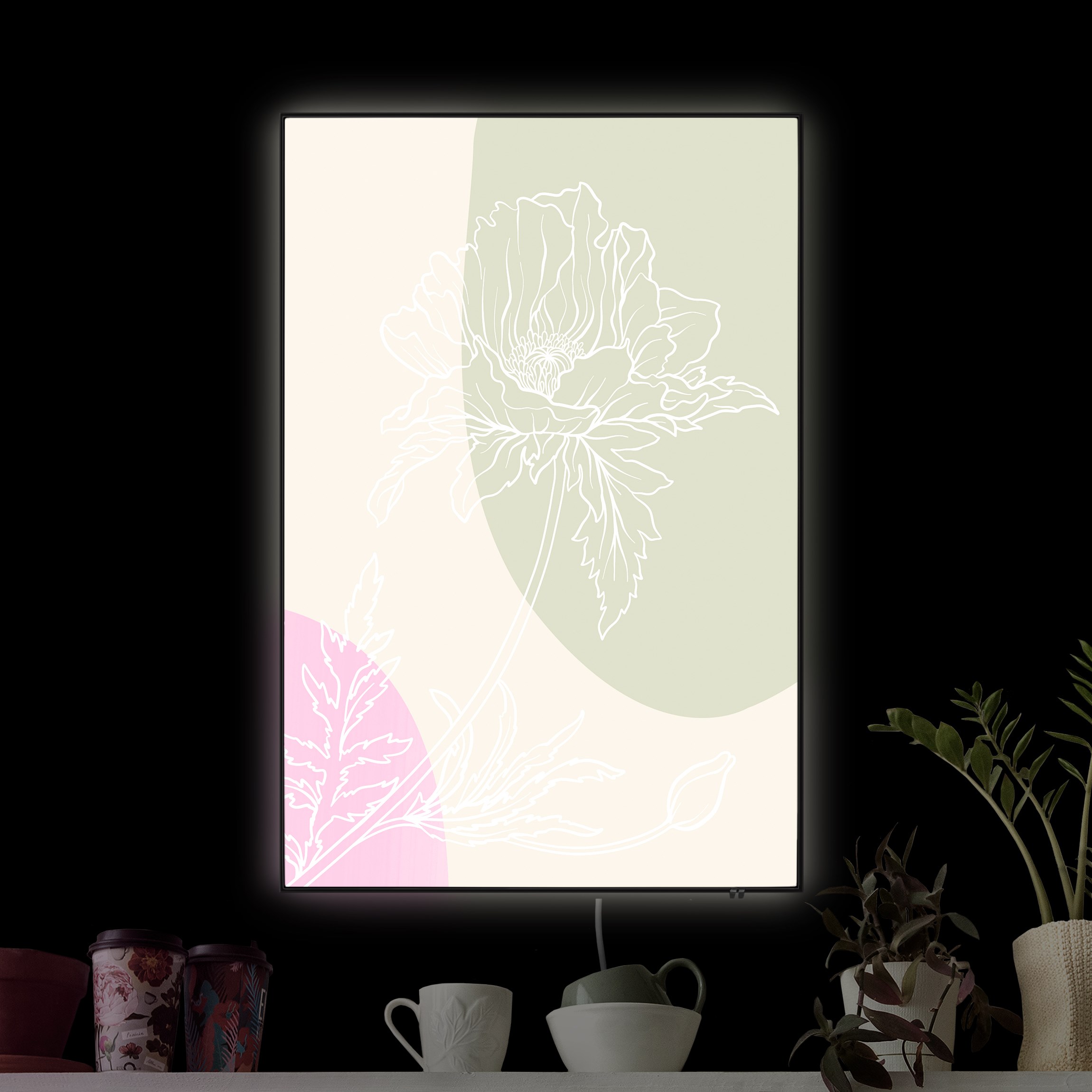 LED-Wechselbild Lineart Blume mit Farbflächen II günstig online kaufen