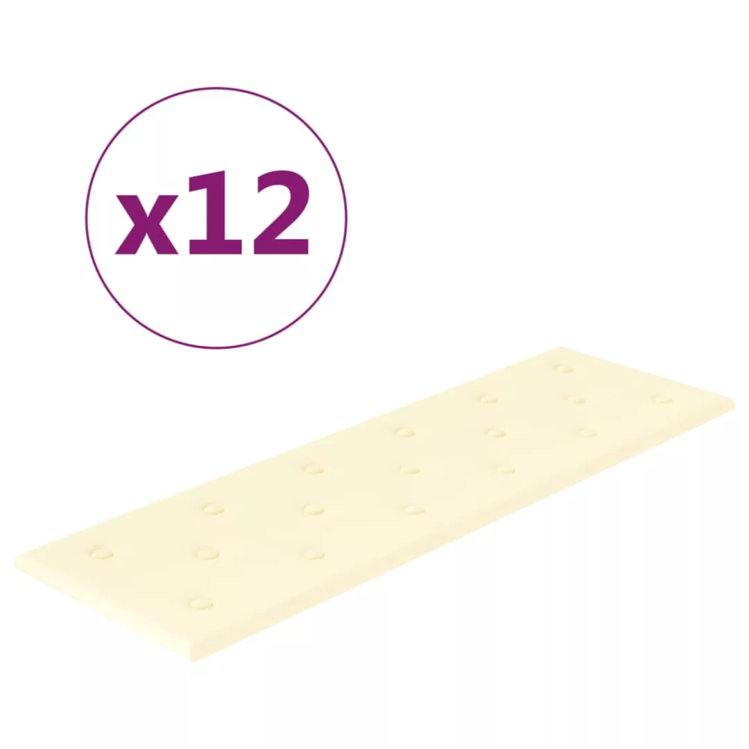 Vidaxl Wandpaneele 12 Stk. Creme 90x30 Cm Kunstleder 3,24 M² günstig online kaufen