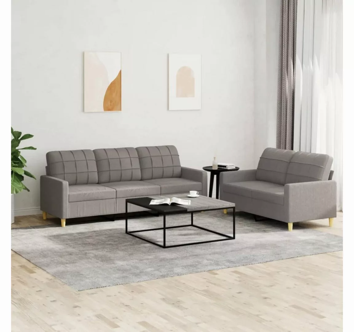 vidaXL Sofa Sofagarnitur mit Kissen Stoff, Standard, Taupe günstig online kaufen