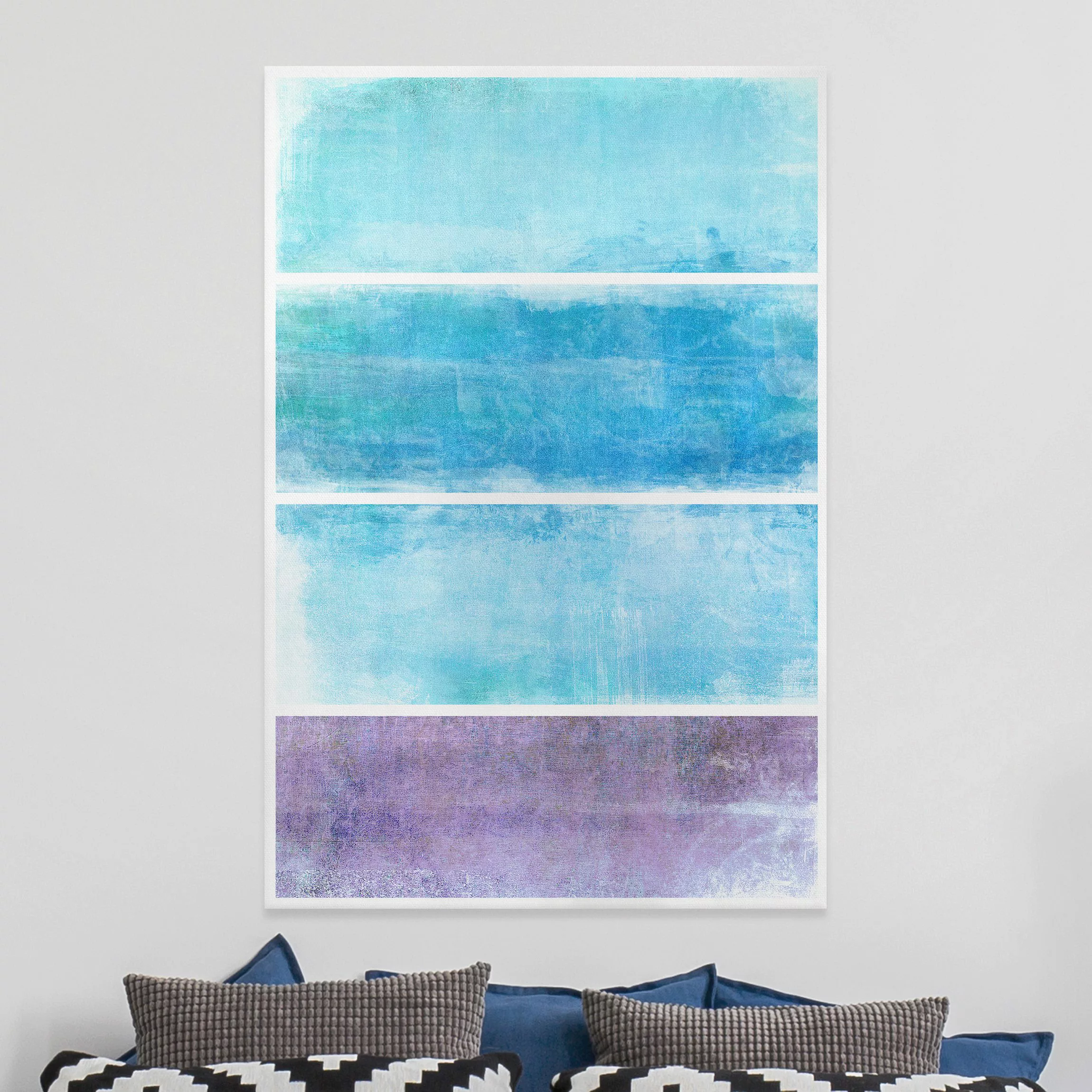 Leinwandbild Muster - Hochformat Colour Harmony Blue günstig online kaufen