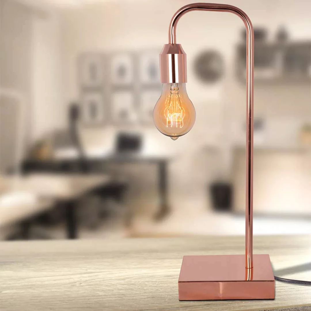 Design Tischlampe in Kupferfarben Metall günstig online kaufen