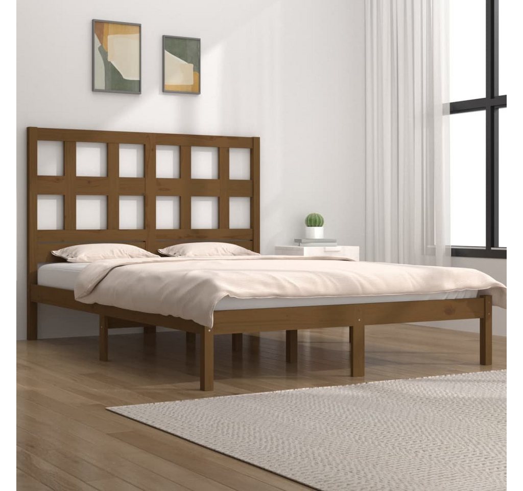 vidaXL Bettgestell Massivholzbett Honigbraun Kiefer 200x200 cm Bett Bettges günstig online kaufen