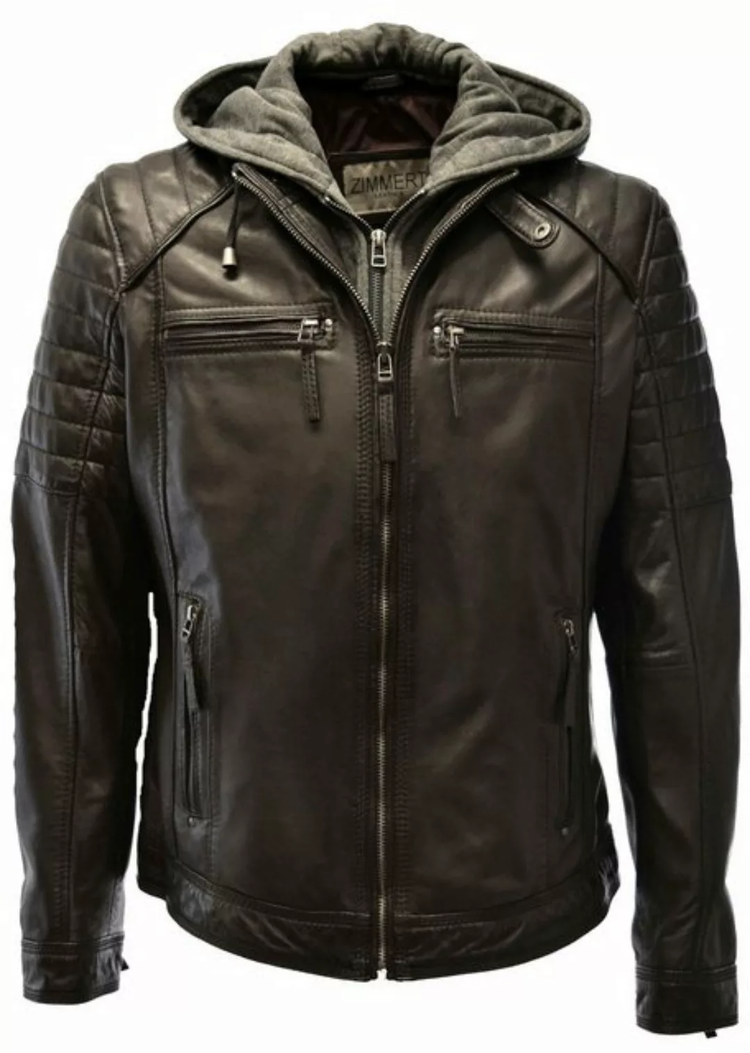 Zimmert Leather Lederjacke Carlo mit abnehmbarer Kapuze, Cognac, Schwarz, D günstig online kaufen