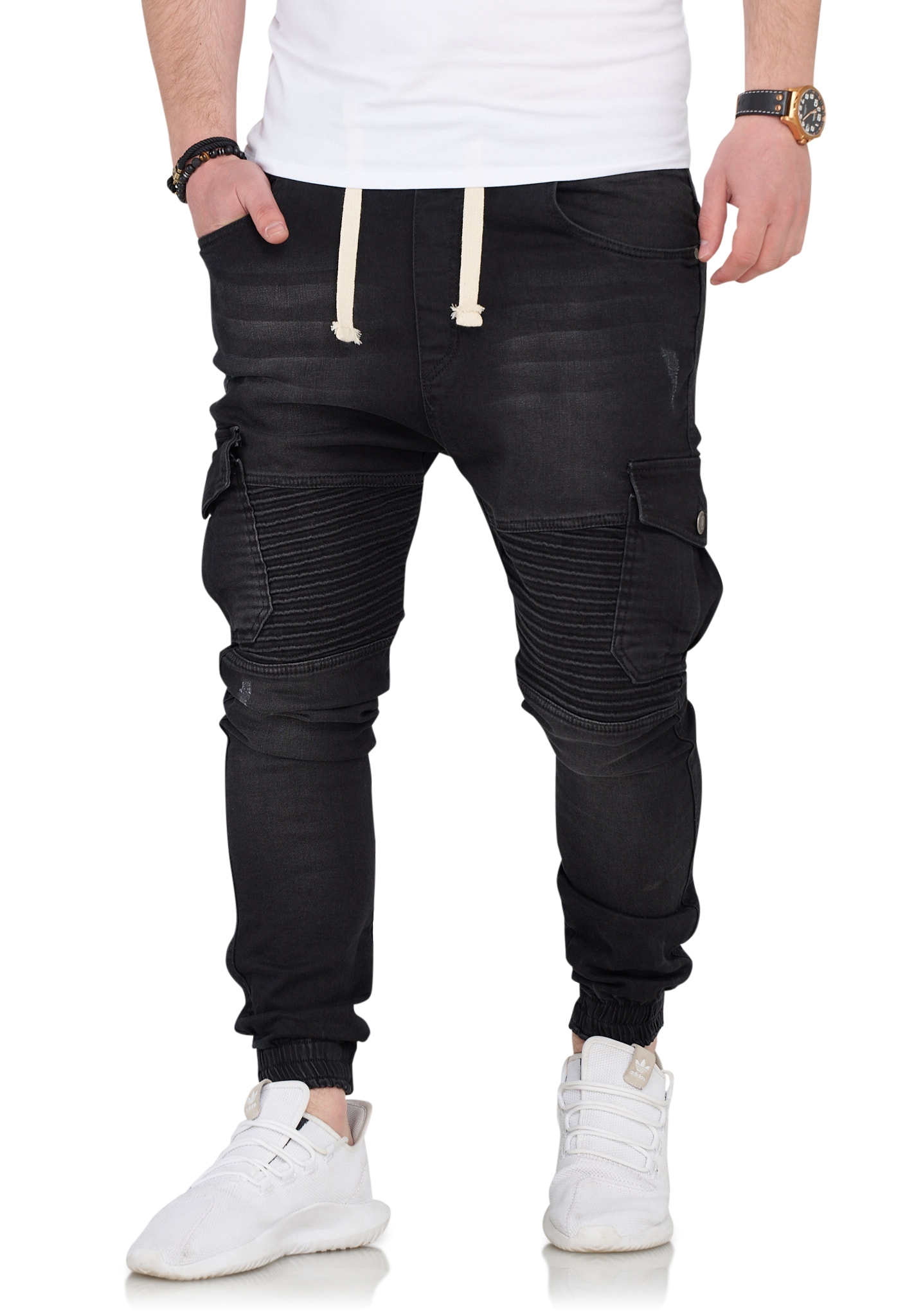 behype Slim-fit-Jeans "KIANS", mit Biker-Steppung günstig online kaufen