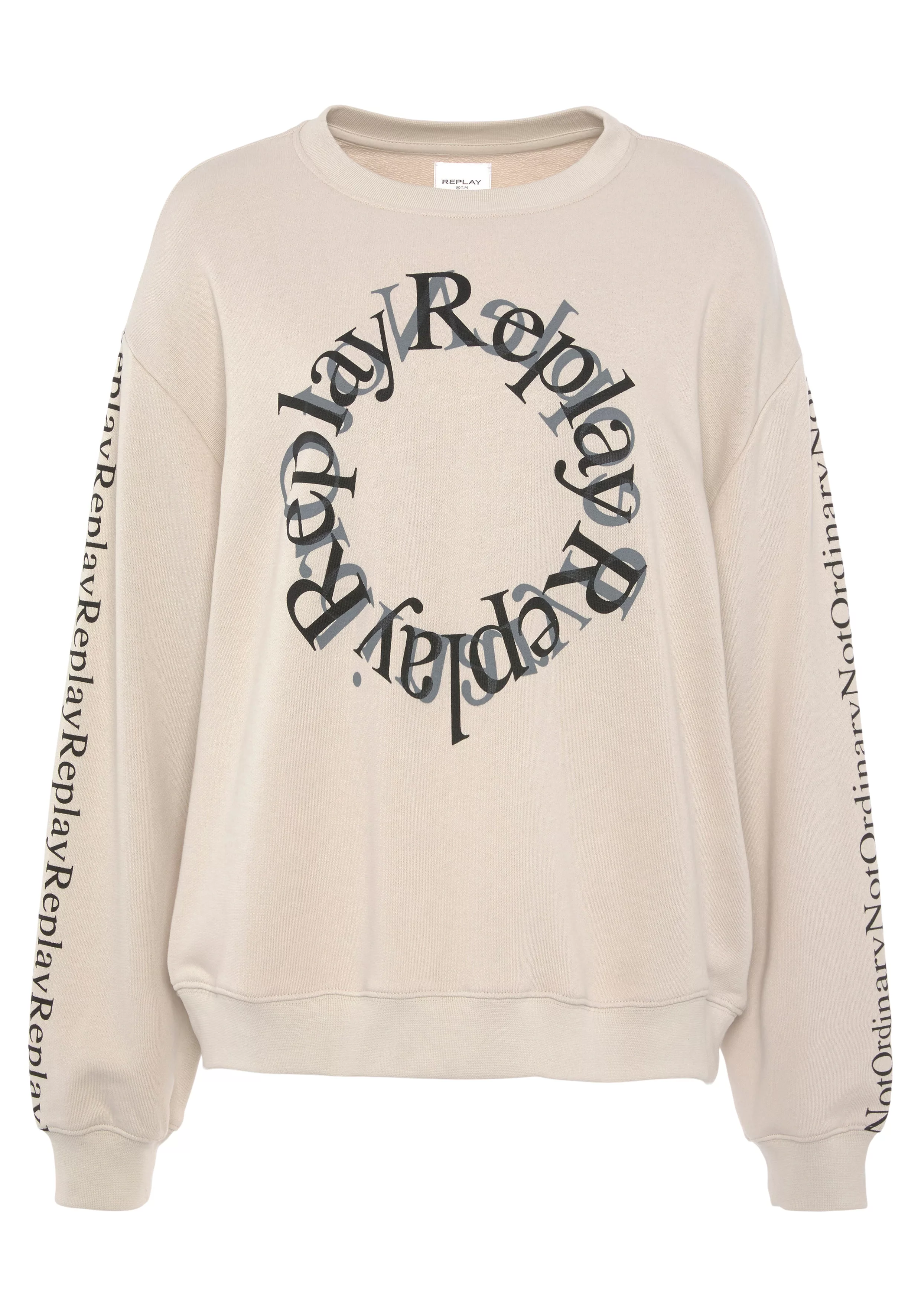 Replay Sweatshirt mit Markenprint in Kontrast vorn und an den Ärmeln günstig online kaufen