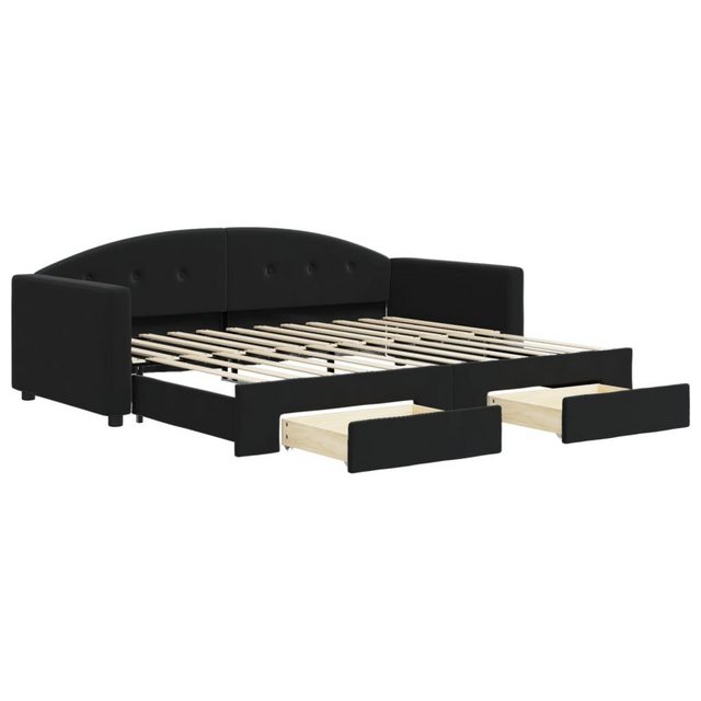 furnicato Bett Tagesbett Ausziehbar mit Schubladen Schwarz 90x200 cm Samt günstig online kaufen