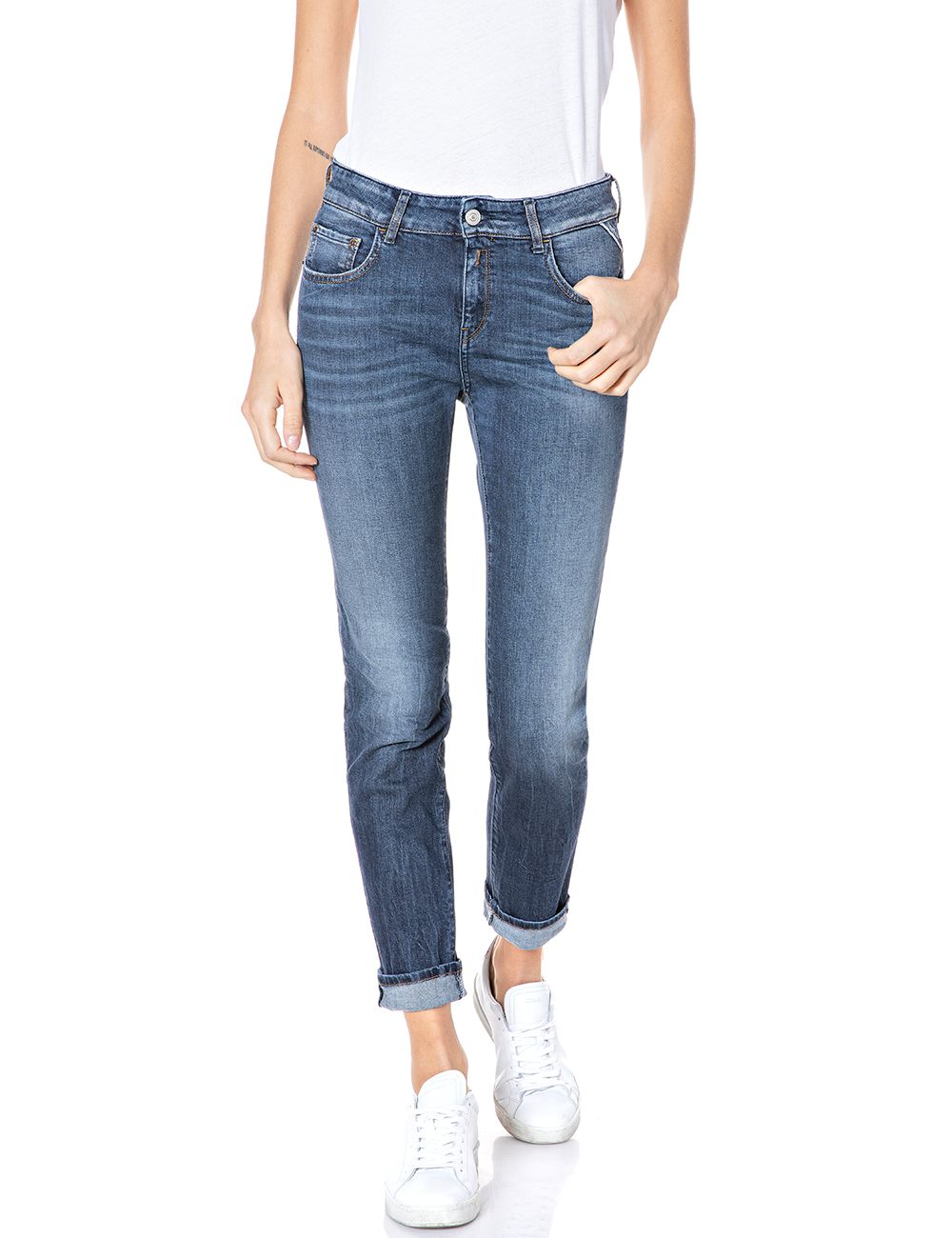 Replay Damen Jeans FAABY - Slim Fit - Blau - Mid Blue günstig online kaufen