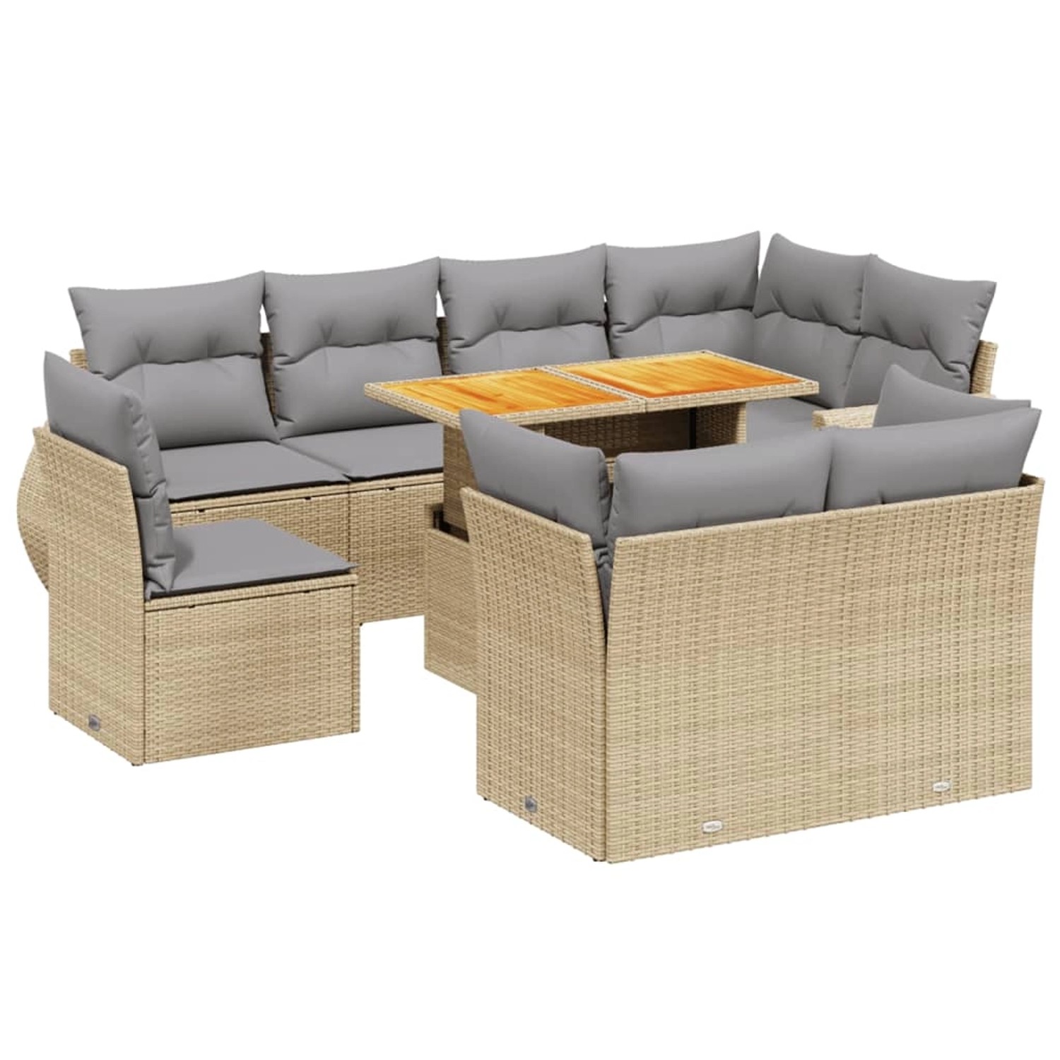 vidaXL 9-Tlg Garten-Sofagarnitur mit Kissen Beige Poly Rattan 3272291 günstig online kaufen