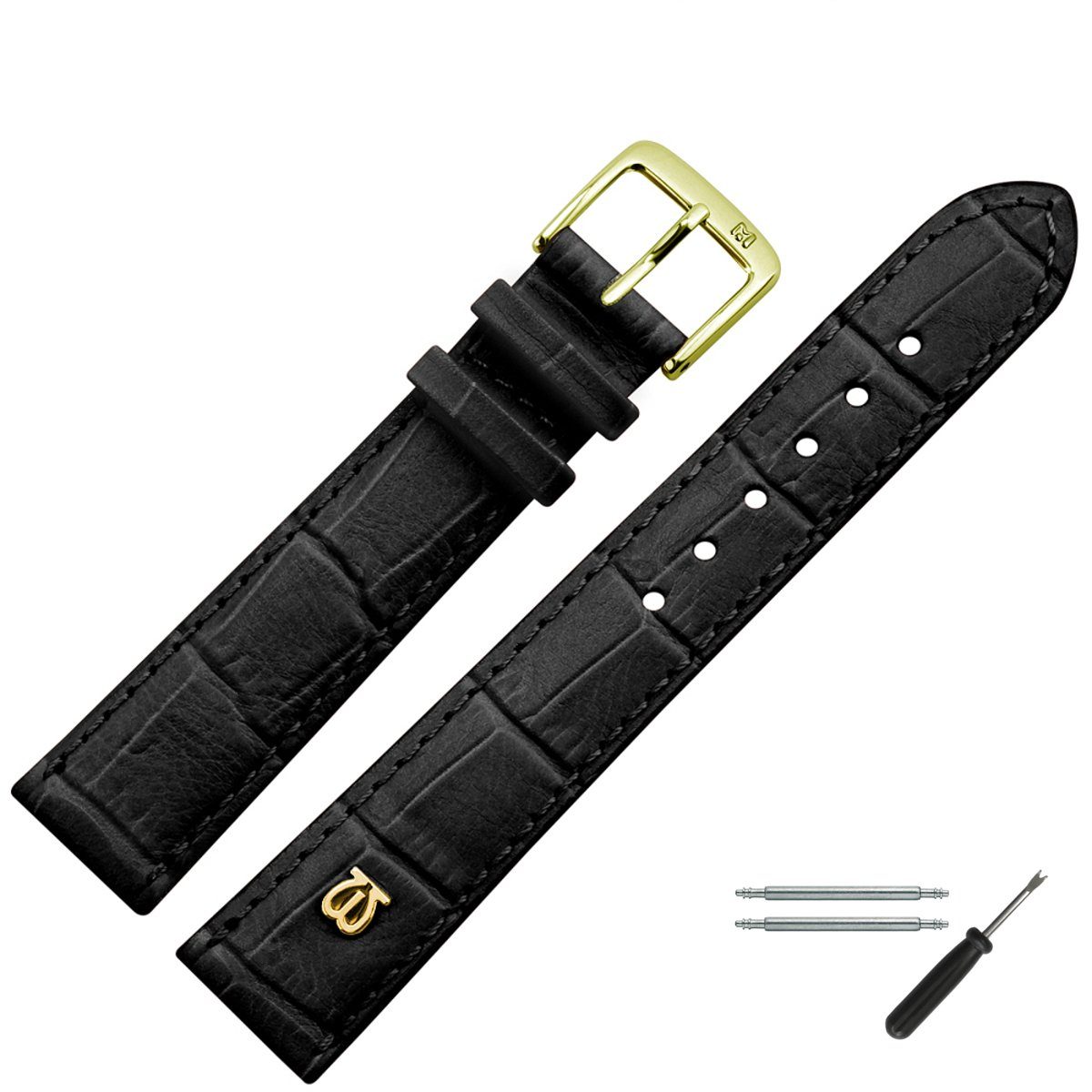MARBURGER Uhrenarmband 18mm Leder Alligator Prägung günstig online kaufen