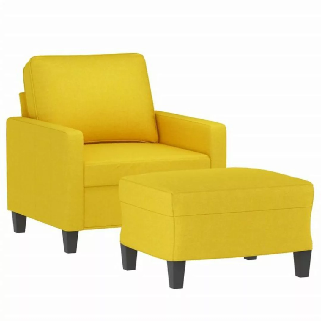 vidaXL Sofa Sessel mit Hocker Hellgelb 60 cm Stoff günstig online kaufen