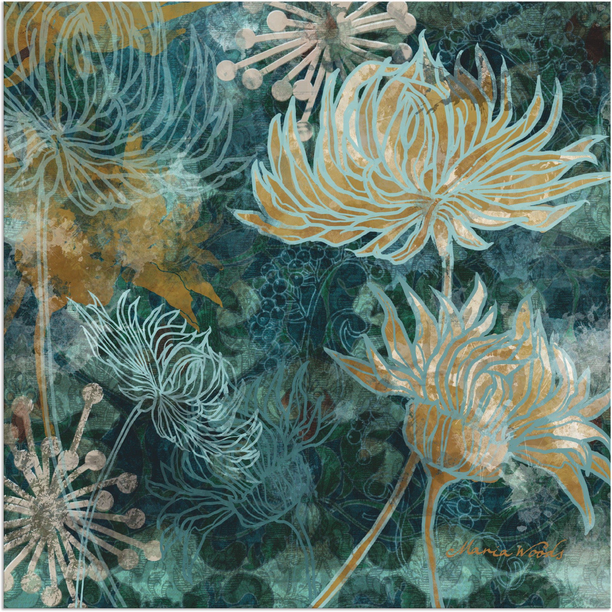Artland Wandbild "Blaue Chrysanthemen I", Blumen, (1 St.), als Alubild, Out günstig online kaufen