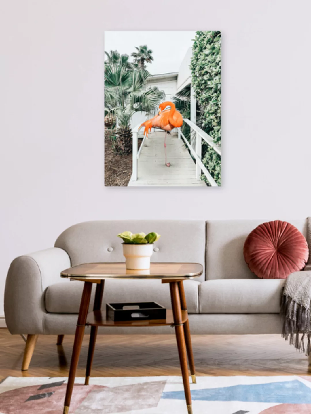 Poster / Leinwandbild - Flamingo Beach House günstig online kaufen