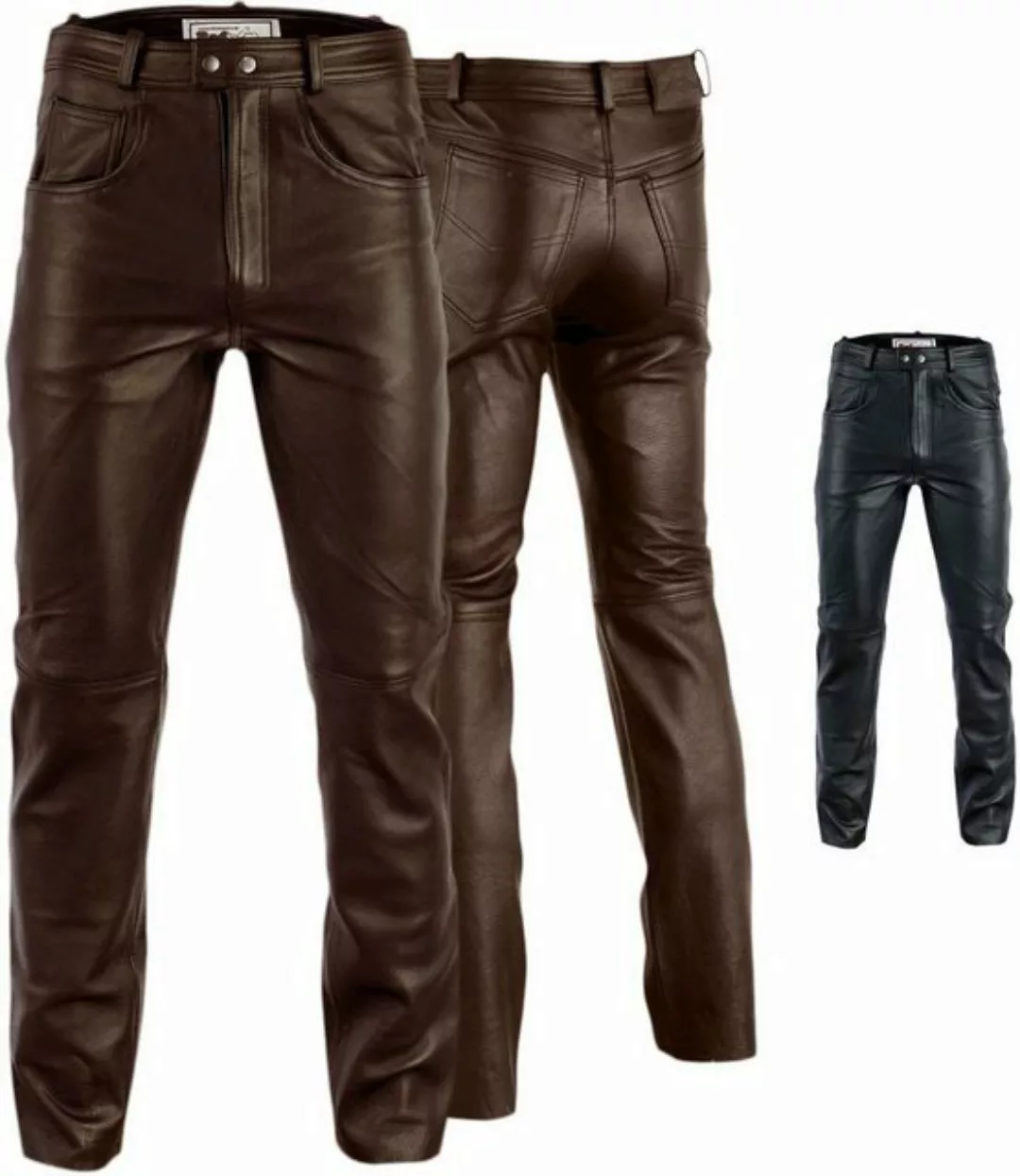 RadMasters Lederhose GW870 Lederjeans Lederhose Büffelleder Schwarz und Bra günstig online kaufen