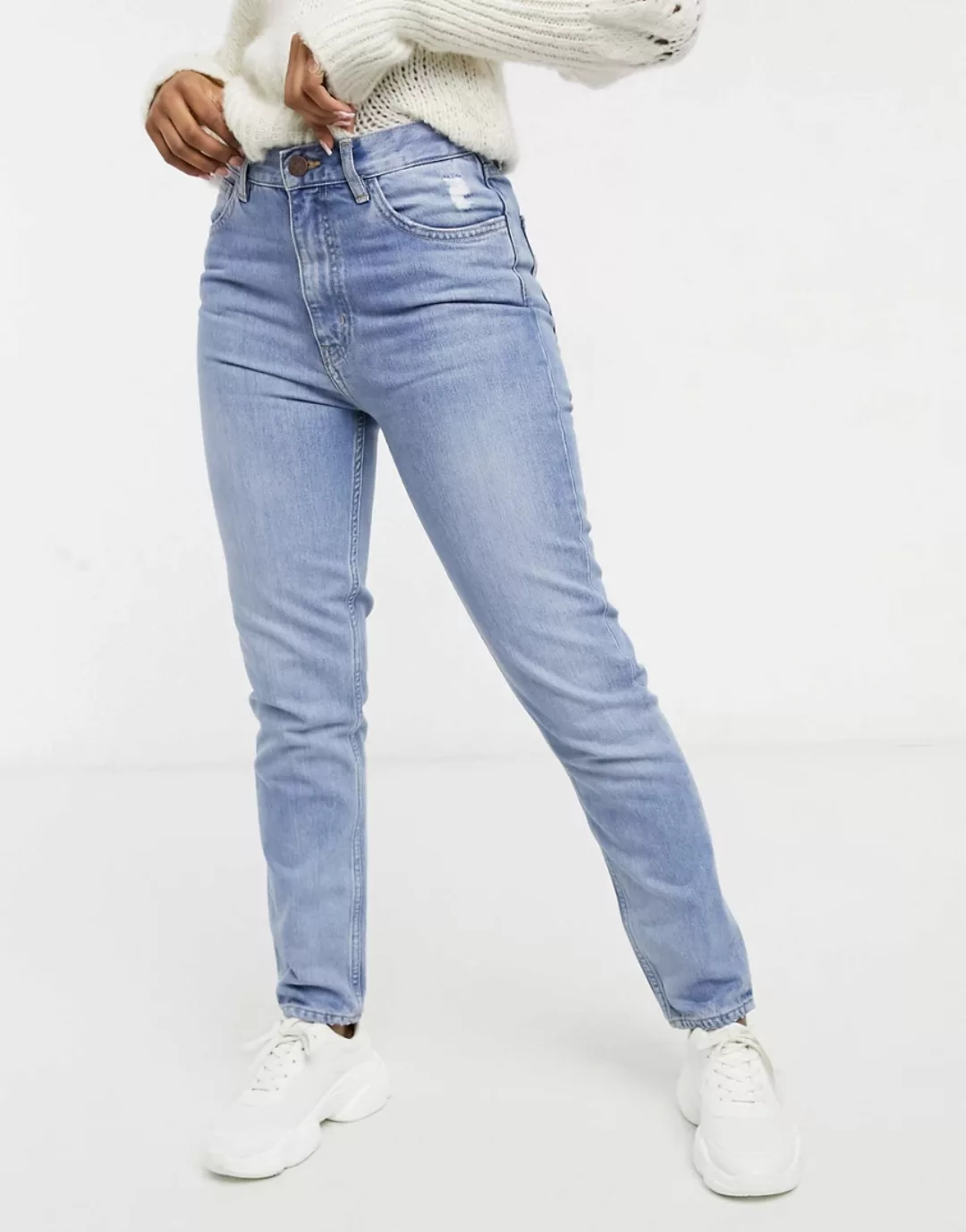 MiH – Mimi – Gerade geschnittene Jeans mit hohem Bund in jeansblauer, mittl günstig online kaufen