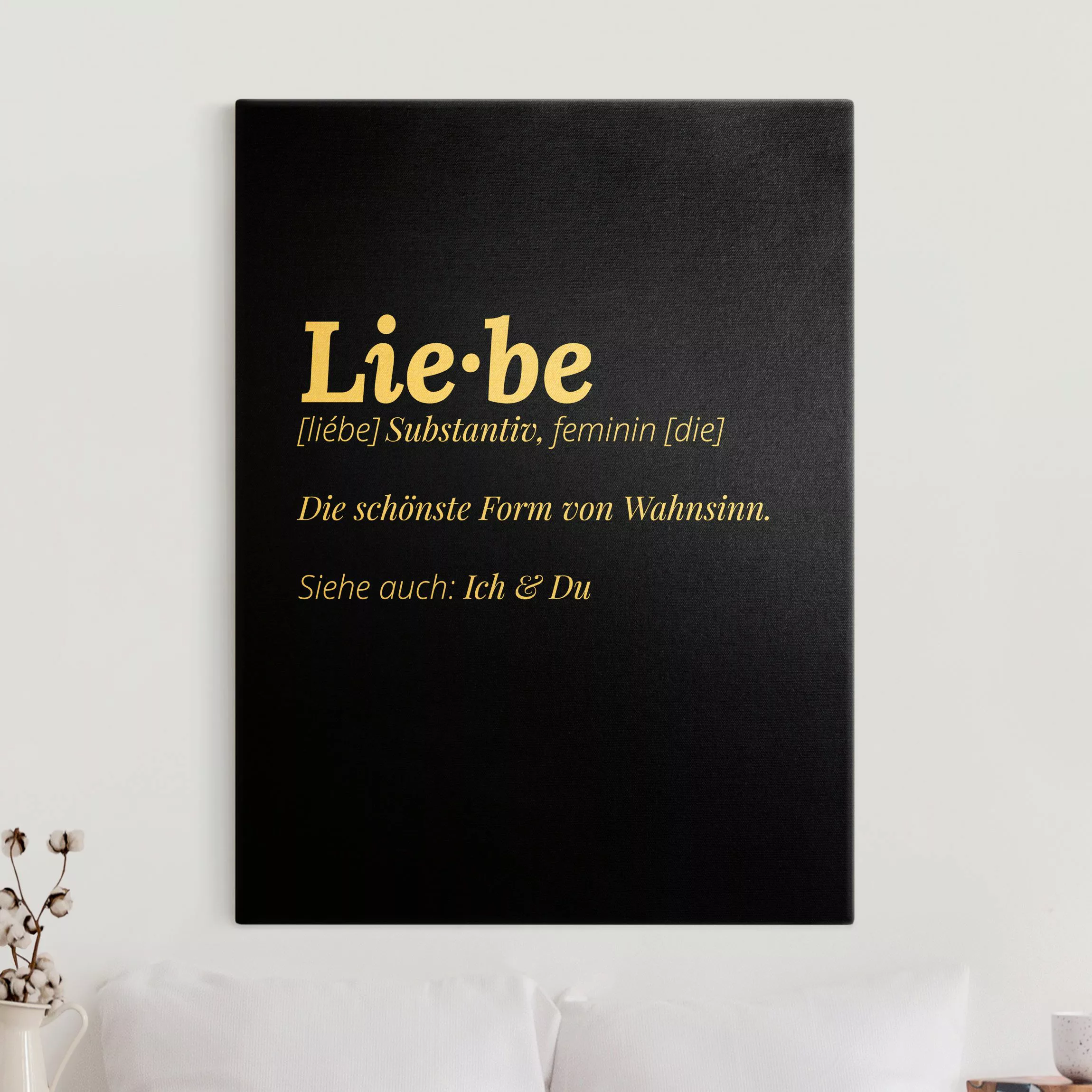 Leinwandbild Gold Die Definition von Liebe Schwarz günstig online kaufen