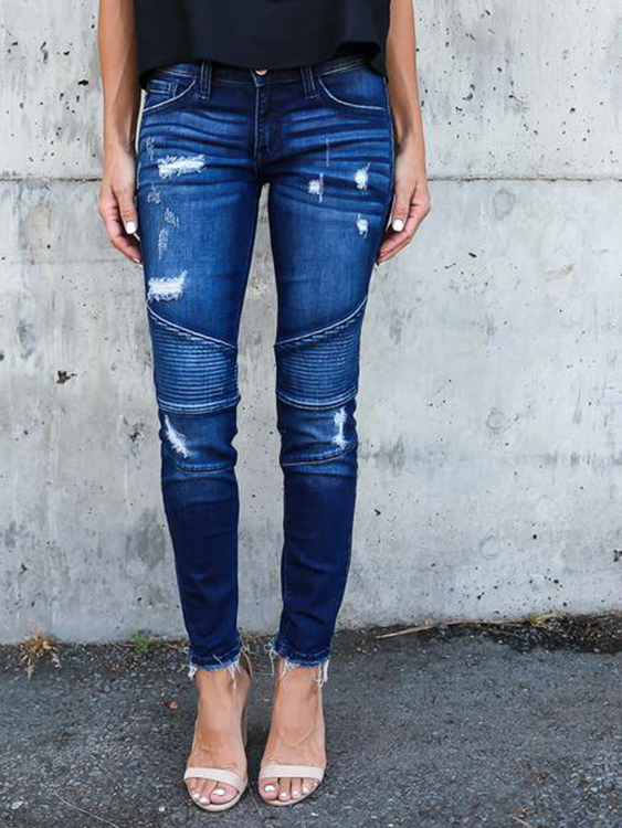 Plissee Design Quasten Saum Jeans günstig online kaufen