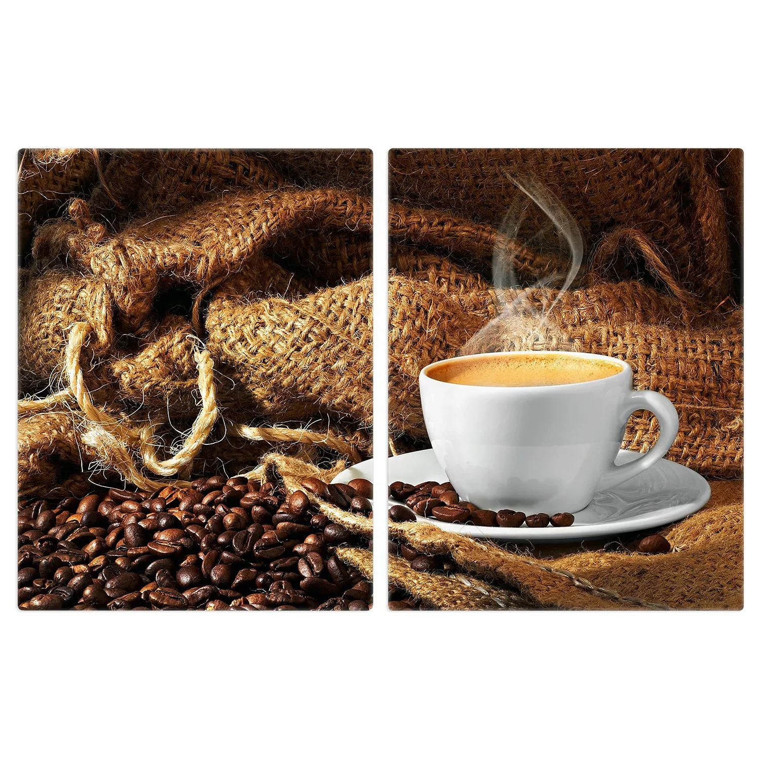 2-teilige Herdabdeckplatte Glas Kulinarisch Kaffee am Morgen günstig online kaufen
