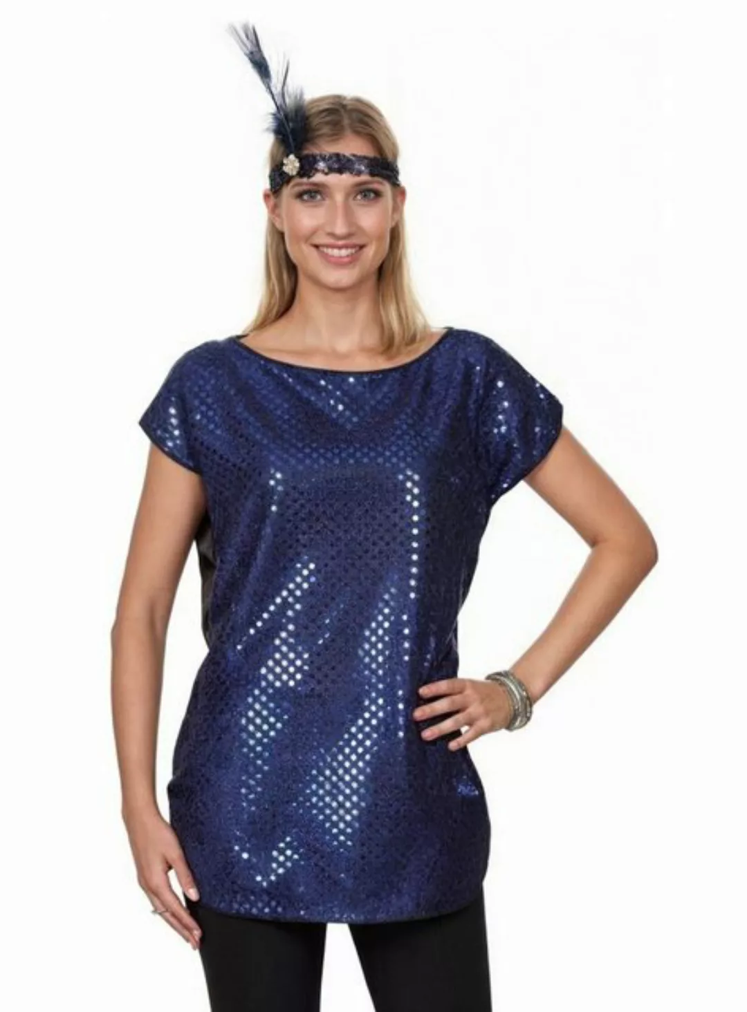 Metamorph T-Shirt Pailletten-Shirt blau Ein Longshirt für glitzernde Partyn günstig online kaufen