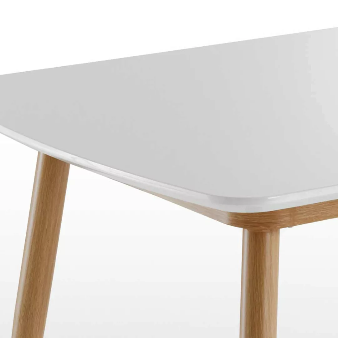 Esszimmer Tisch Skandi Stil in Weiß Hochglanz Eichefarben günstig online kaufen