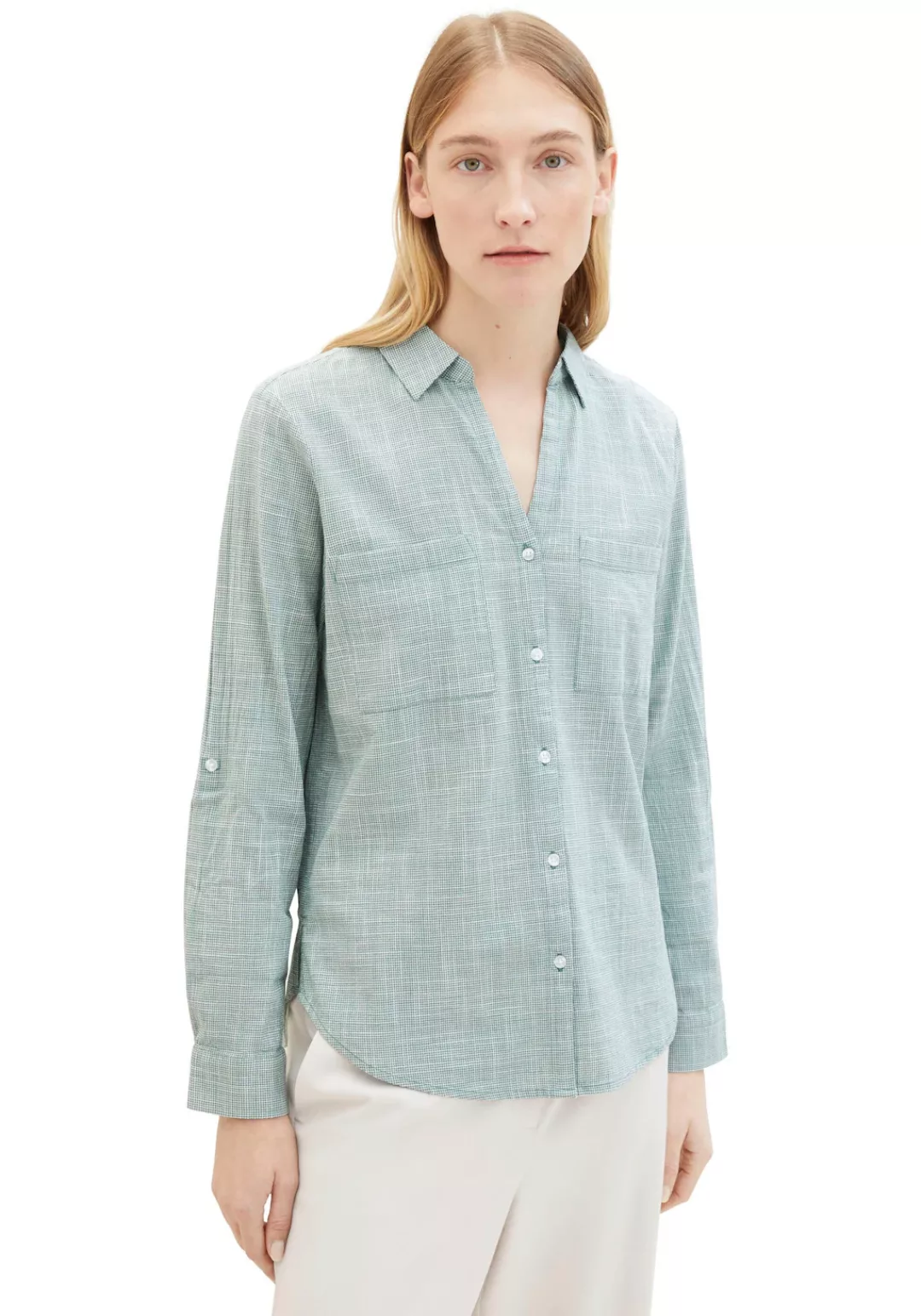 TOM TAILOR Langarmbluse Bluse dünnes Dreiviertelarmshirt (1-tlg) günstig online kaufen