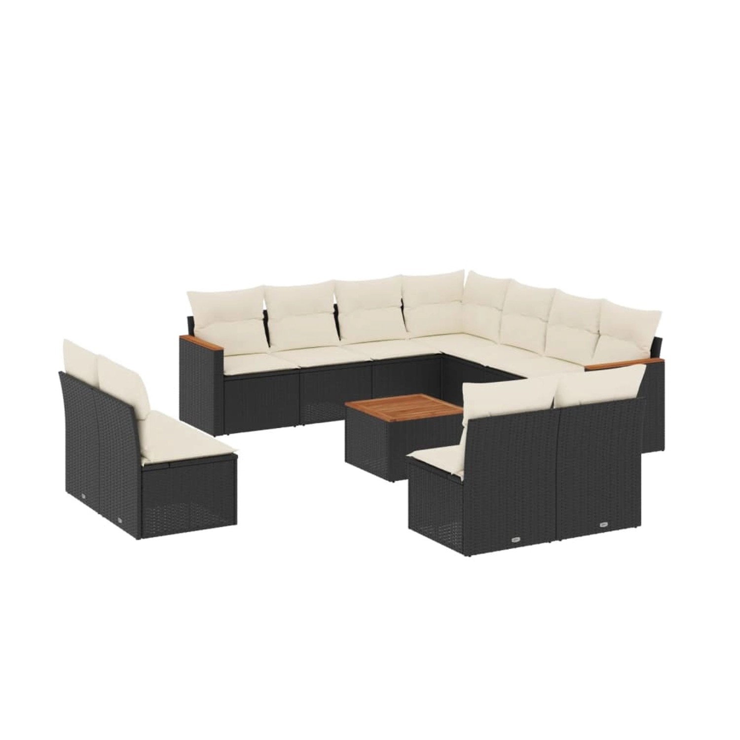 vidaXL 12-Tlg Garten-Sofagarnitur mit Kissen Schwarz Poly Rattan 3258493 günstig online kaufen