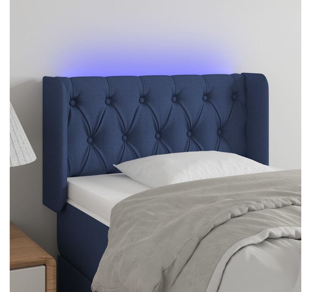 vidaXL Bett, LED Kopfteil Blau 83x16x78/88 cm Stoff günstig online kaufen