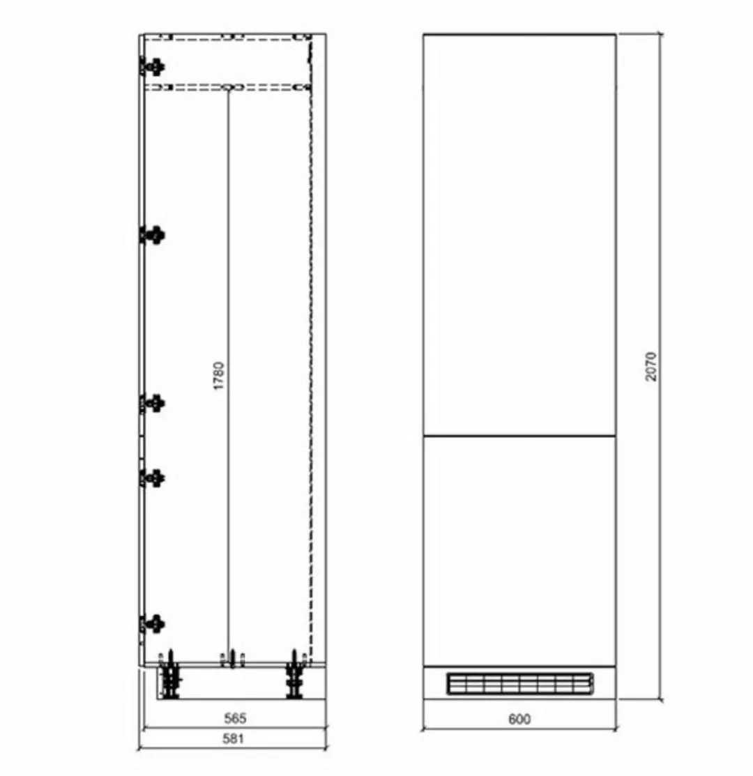 Feldmann-Wohnen Kühlumbauschrank Platinum (Platinium, 1-St) 60cm Front- und günstig online kaufen