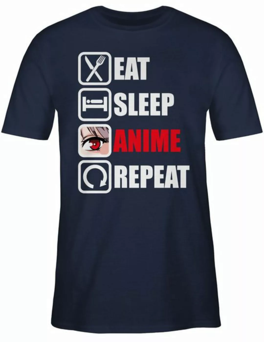 Shirtracer T-Shirt Eat sleep Anime repeat - Manga Japan Anime Geschenke günstig online kaufen