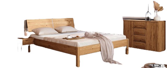 Natur24 Einzelbett Bett Bento 9 Sonderlänge 160x190 Wildeiche Holzkopfteil günstig online kaufen