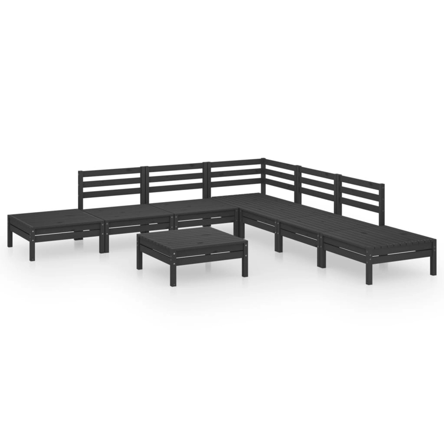 8-tlg. Garten-lounge-set Massivholz Kiefer Schwarz günstig online kaufen