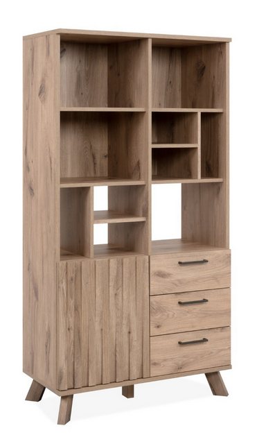 Finori Vitrine Highboard Kommode Wellington, 3D-Reliefoptik, Schwedeneiche günstig online kaufen