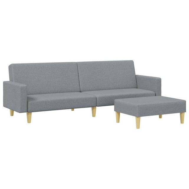 vidaXL Sofa Schlafsofa 2-Sitzer mit Fußhocker Hellgrau Stoff günstig online kaufen