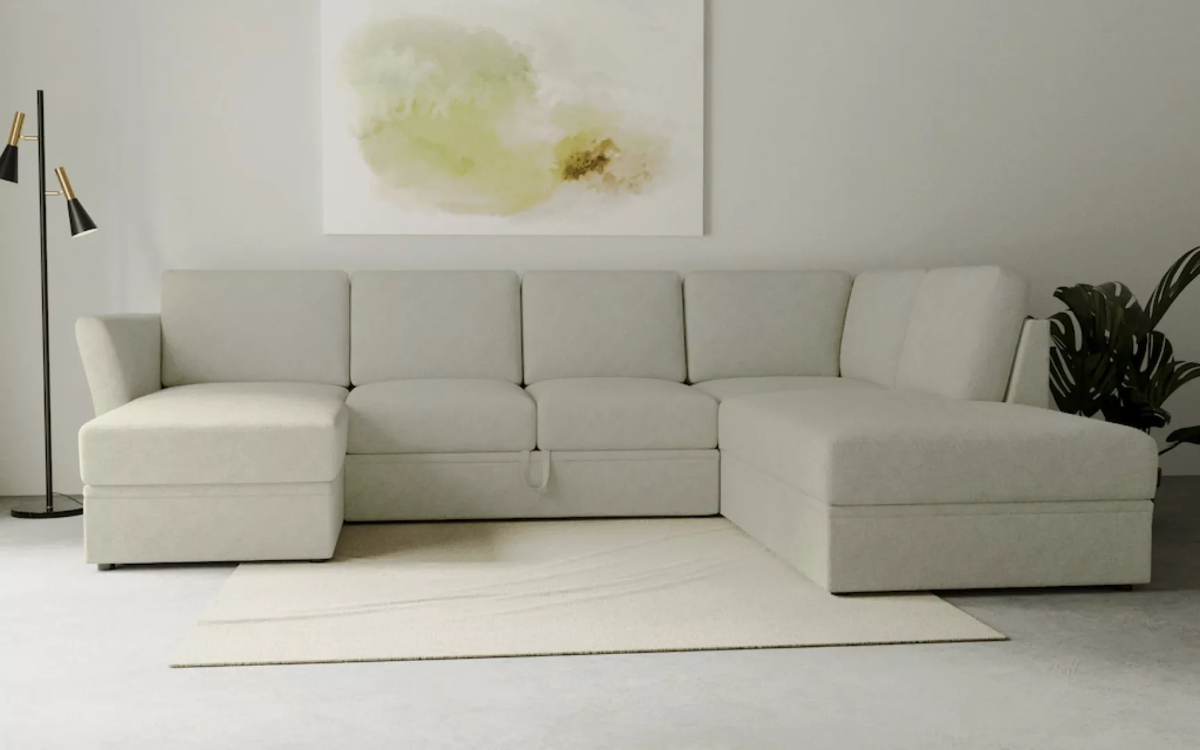 Home affaire Wohnlandschaft Lavars Schlafsofa, mit Bettfunktion und Staurau günstig online kaufen