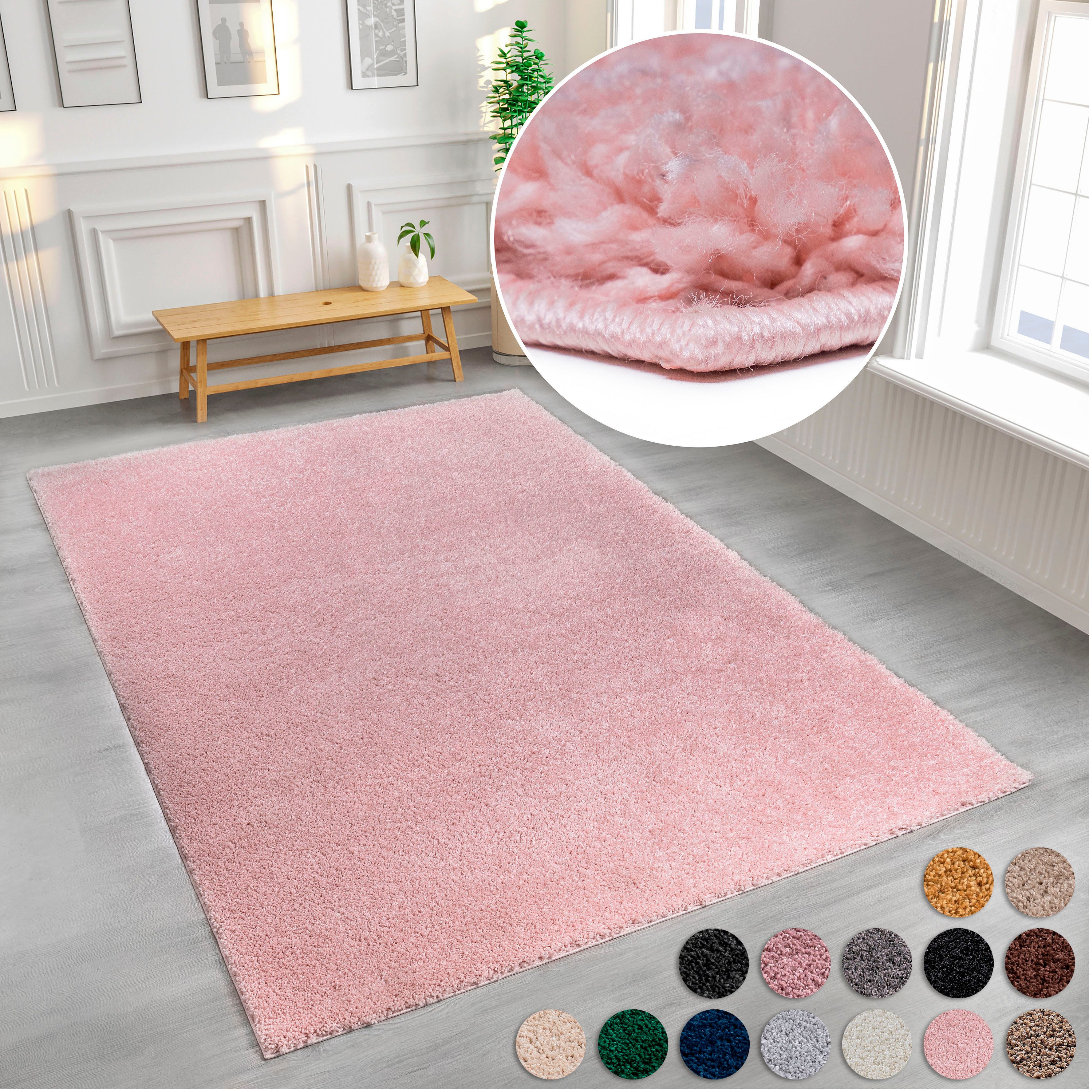 my home Hochflor-Teppich Viva, rechteckig, Höhe: günstig online kaufen