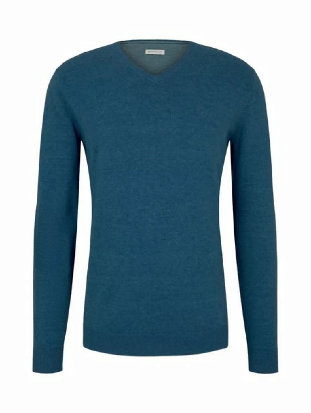 Tom Tailor Basic V-ausschnitt Sweater S Medium Blue Ashes Melange günstig online kaufen