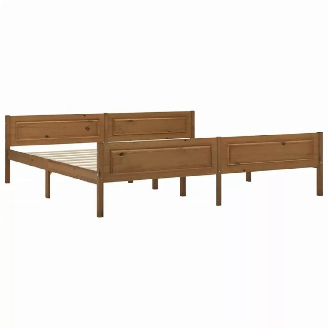 vidaXL Bettgestell Massivholzbett Kiefer Honigbraun 200x200 cm Doppelbett B günstig online kaufen