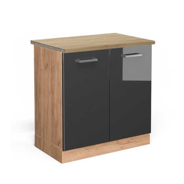 Vicco Spülenunterschrank R-Line, Anthrazit Hochglanz/Goldkraft Eiche, 80 cm günstig online kaufen