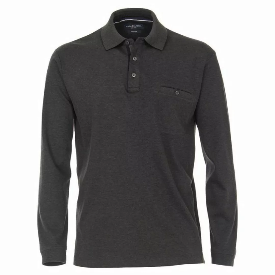 CASAMODA Langarm-Poloshirt CasaModa anthrazit meliertes Übergrößen Poloshir günstig online kaufen