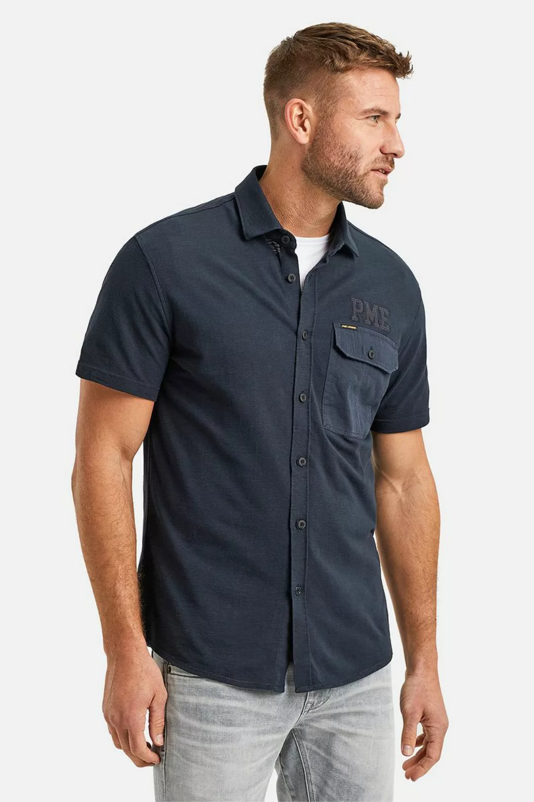 PME Legend Short Sleeve Hemd Jersey Piqué Navy - Größe M günstig online kaufen