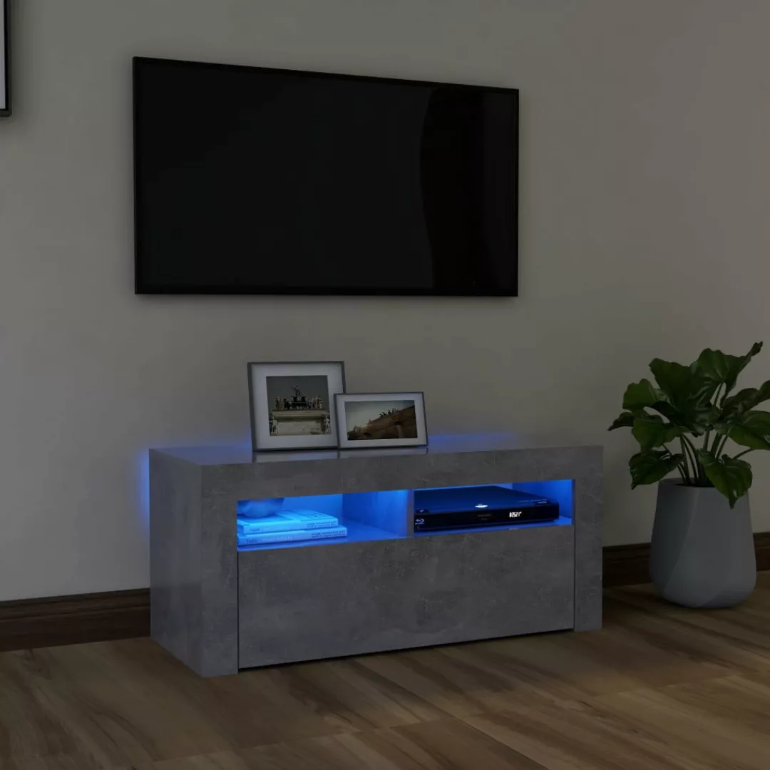 vidaXL TV-Schrank TV-Schrank mit LED-Leuchten Betongrau 90x35x40 cm Lowboar günstig online kaufen